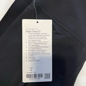 NWT: Lululemon Align 21- size 6